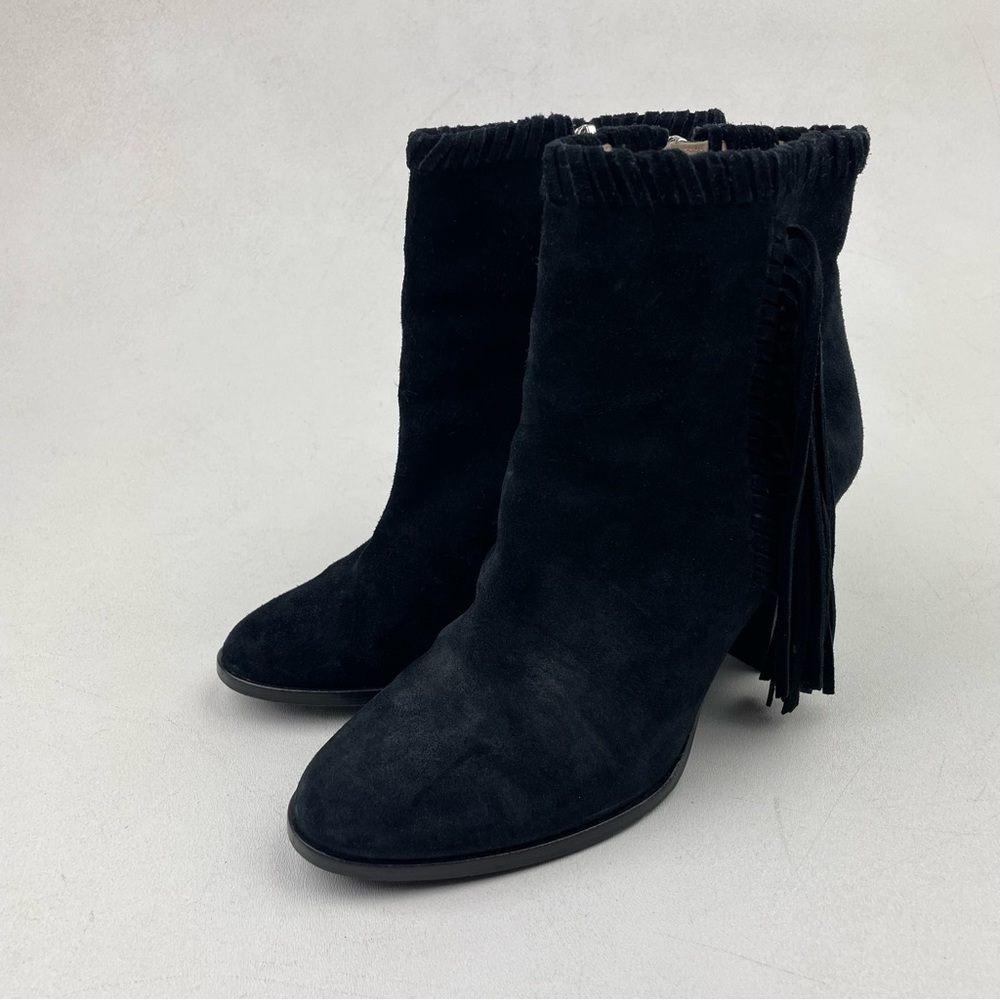 Polo By Ralph Lauren Women’s Black suede ankle boot with fringe Size 7.5